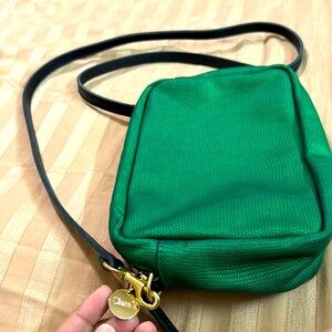 Clare V Green soft texturef leather Midi Sac with cross body strap